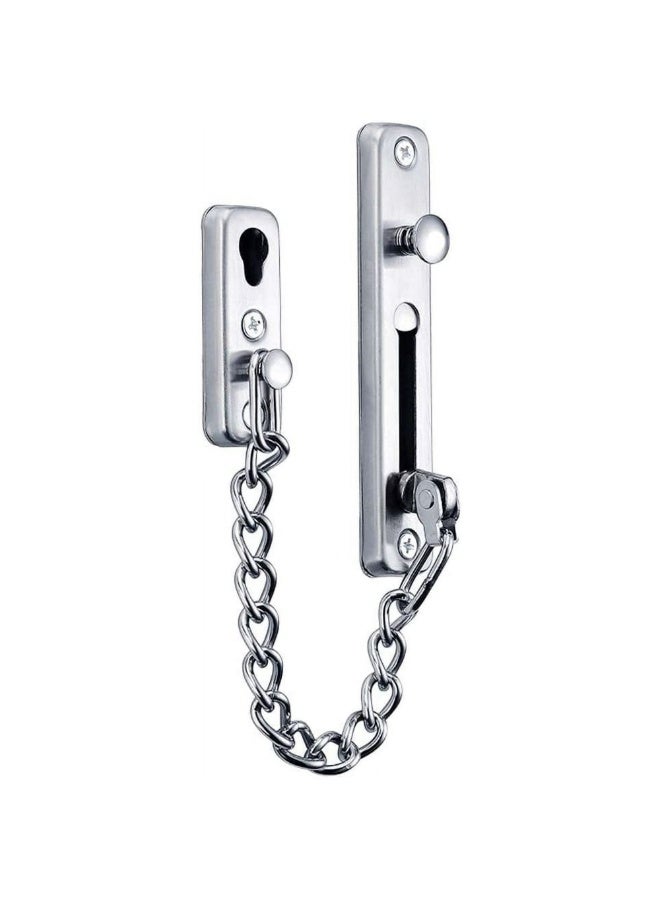 قفل أمان بسلسلة للباب ثقيل التحمل من الستانلس ستيل بلون النيكل المطفي، قفل سلسلة باب مع زر زنبركي مانع للسرقة يُفتح من الداخل فقط، يسمح بفتح الباب جزئيًا للتهوية والمراقبة الآمنة، مقاوم للصدأ، آمن للأطفال وكبار السن، سهل التركيب، مناسب للمنازل والشقق والفنادق والمكاتب - Image 5